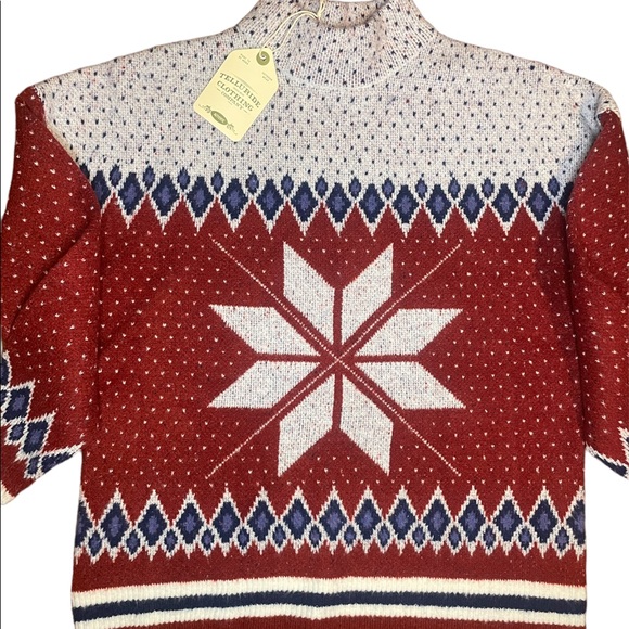 Telluride Snowflake Fairisle Mock Neck Sweater Size Large - Picture 4 of 8
